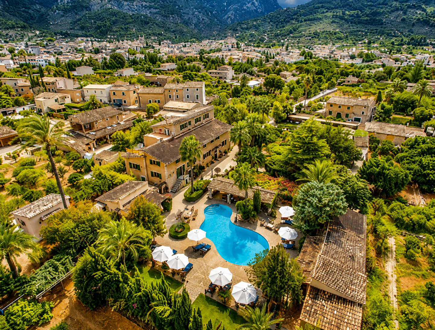 Light-filled communal room inside a Mediterranean finca.